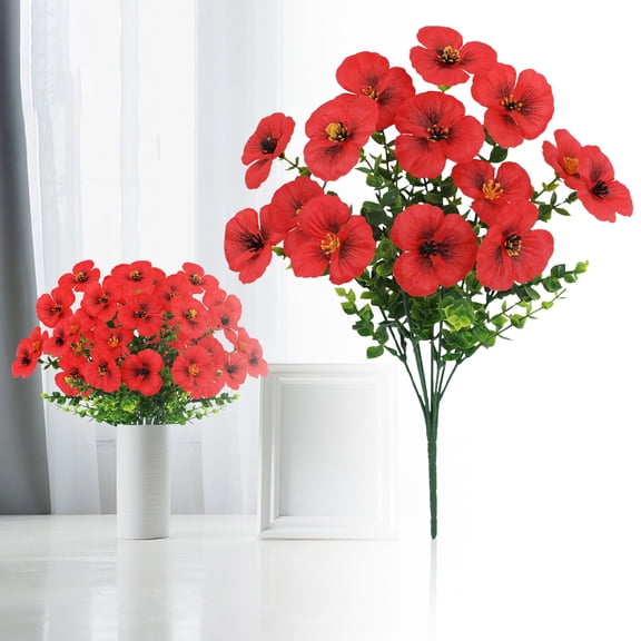 Hgtduk Artificial Hydrangea Flowers Bouquets, Hydrangea for Home Table Centerpieces Wedding Decor, Faux Mums for Outdoor Planters, Red