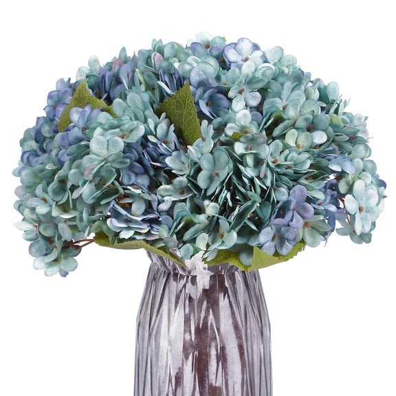 Artificial Hydrangea Flowers Cerulean Blue 6 Pack With Stems For Home Wedding Party Decor
