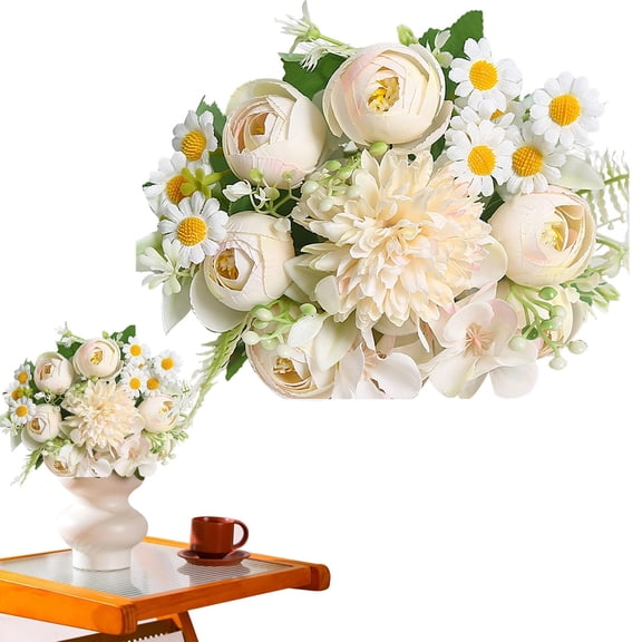 Artificial Hydrangea Flowers,Fake Daisy Flower Mixed Realistic Faux Floral Arrangement Picks Fake Spring Flowers for Cemetery Grave Vase Wedding Home Decor Indoor Outdoor(I)
