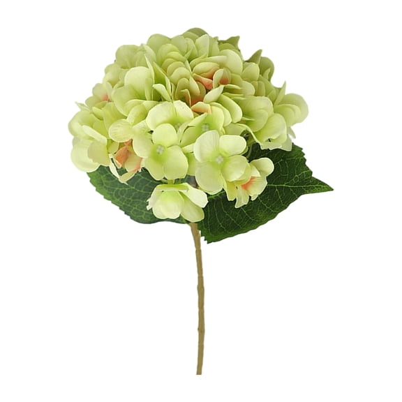 Artificial Hydrangea Flowers with Faux Leaves Lifelike Home Decor Floral Arrangement Premium Silk Plastic Wedding Centerpiece Indoor Decoration 18 inch Green