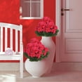 thumbnail image 1 of Artificial Hydrangea Flowers | Faux Outdoor Hanging Basket with Pan Woven Fabric | 36x20cm Indoor/Outdoor Decor for Home, Garden, Wedding, Party, 1 of 6