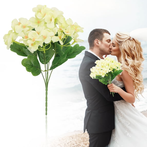 Artificial Hydrangea Flowers, Large White Fake Hydrangea Bouquet for Home Wedding Kitchen Table Centerpieces Decor