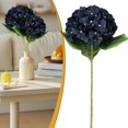 thumbnail image 1 of Artificial Hydrangea Flowers, Navy Blue Silk Hydrangea with Lifelike Leaves and Flexible Wire Stem, 23.62 Inch Faux Floral for Vase Wedding Home Decor, 1 of 6