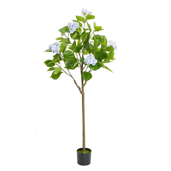 Artificial Hydrangea Flowers Tree, 4ft/5ft Tall Fake Potted Decorative Hydrangea Tree, Realistic Modern Artificial Tree For Living Room Home Office