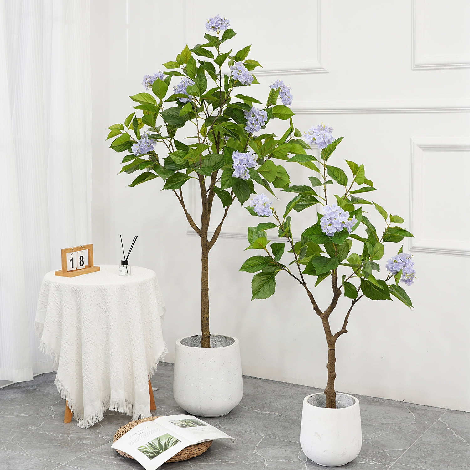 Artificial Hydrangea Flowers Tree 5ft Tall Fake Potted Decorative Hydrangea Tree For Modern Living Room Home Office