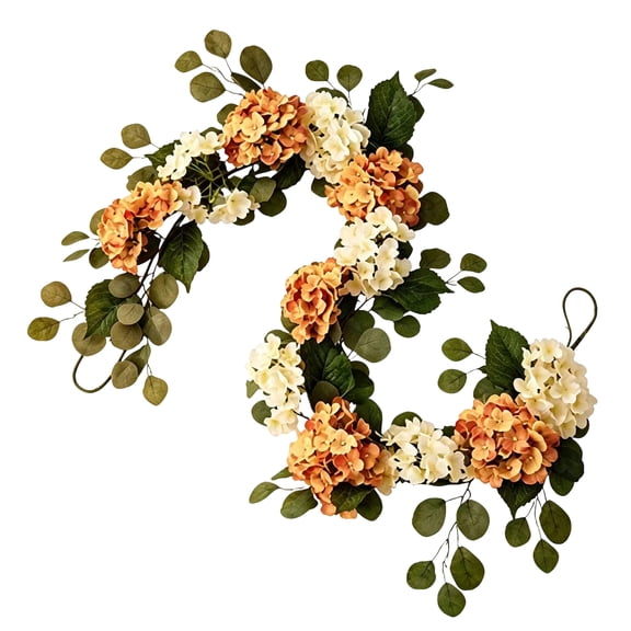 Artificial Hydrangea Garland, 5.9FT Flower Vine with Eucalyptus Leaves, For Mantel Arch Wall Wedding Home Party Decor