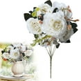 thumbnail image 1 of Artificial Hydrangea Peonies Flowers,Realistic Faux Peony Bouquet 1 Bundle Florals Arrangements Decoration for Farmhouse Home Boho Wedding Table Centerpiece Valentines Day Party Decoration,White, 1 of 8
