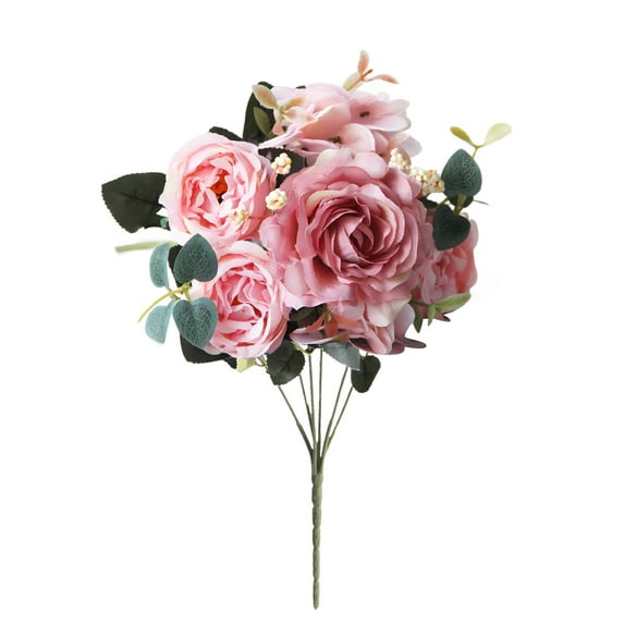 Artificial Hydrangea Peonies Flowers,Realistic Faux Peony Bouquet 1 Bundle Florals Arrangements Decoration for Farmhouse Home Boho Wedding Table Centerpiece Valentines Day Party Decoration,Pink