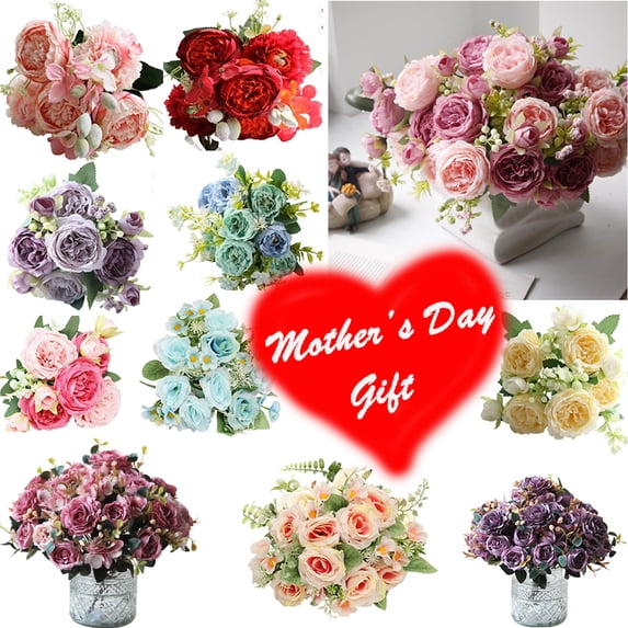 Artificial Hydrangea, Peony and Berry Floral Combination, Five Stem Faux Flower Arrangement for Wedding and Home Decor, Elegant Table Centerpiece, Sophisticated Gift Idea