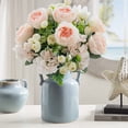 thumbnail image 1 of Artificial Hydrangea Peony Bouquet, 11.8 Inch Faux Silk Floral Arrangement, Decorative Centerpiece for Spring Home Office and Wedding Party Decor, 1 of 7