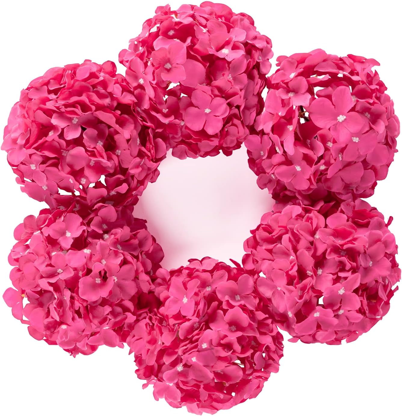 Fuchsia Silk Hydrangea Flower Heads with Stems for Wedding Centerpiece, Pack of 6