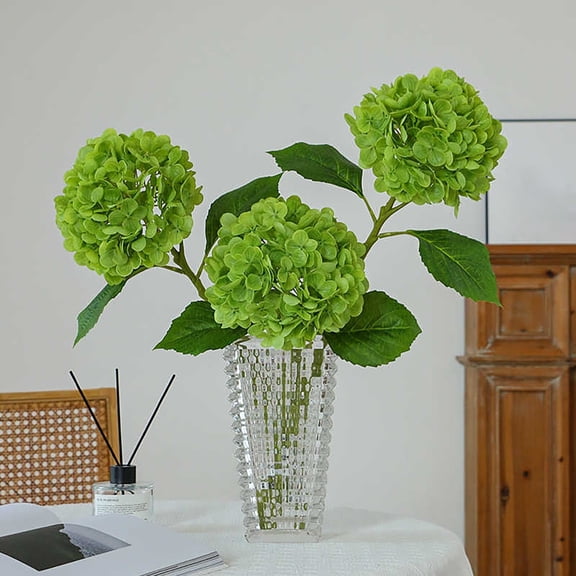 Artificial Hydrangea Stem Green,Lifelike Faux Hydrangea Flower with Leaves for Home Decor,Wedding & Floral Arrangements 19.68 Inch
