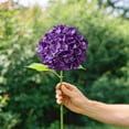 thumbnail image 1 of Artificial Hydrangea Stem - Large Embroidered Fabric Flower for Wedding, Home, DIY, No Fade (Color Purple), 1 of 6