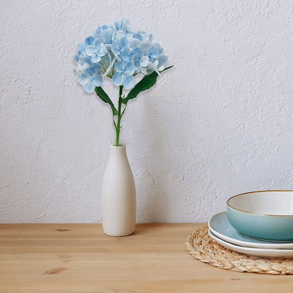 Artificial Hydrangea Stem Realistic Faux Hydrangea Flower with 2 Leaves for Home Wedding and Party Decor 18.50 Inches