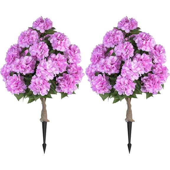 Artificial Hydrangea Topiary Ball Tree 33 Inch Pink Outdoor Decor with 20 Flower Heads