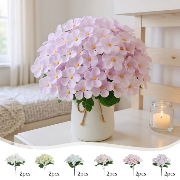 Artificial Hydrangeas, Artificial Impatiens, Long-Lasting Non-Wilting Faux Flower Arrangement, Soft-Toned Petal Cluster Design, Textured Matte-Finish Leaves, Pre-Assembled Compact Floral Bunch