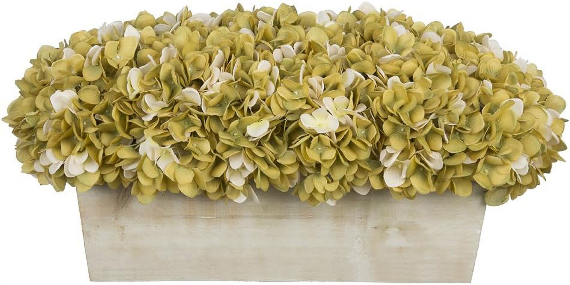 Artificial Hydrangeas in WhiteWashed Wood Ledge (Sage/Cream)