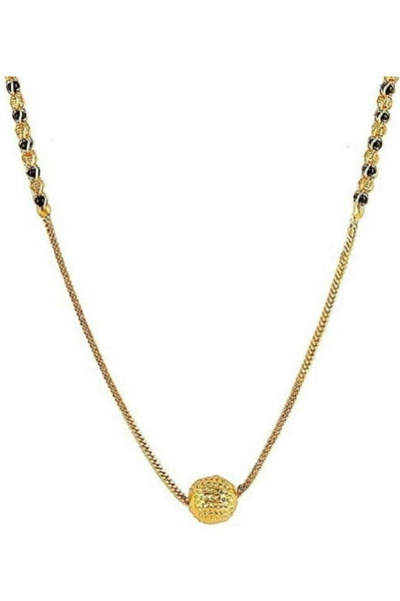 Artificial Imitation Jewellery Elegant Stylish Casual Wear Moti Mala Gold Plated Leaf Design Dokiya Mangalsutra Chain (Ethnic2)