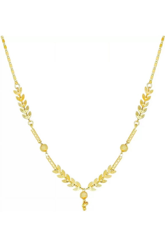 Artificial Imitation Jewellery Elegant Stylish Casual Wear Moti Mala Gold Plated Leaf Design Dokiya Mangalsutra Chain (Ethnic5)