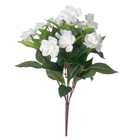 Artificial Impatiens Flowers 2PCS, UV Resistant Silk Bouquets for Outdoor Decor, Indoor Planters, Balcony, Garden, and Kitchen Decorations, Realistic for Year-Round Color