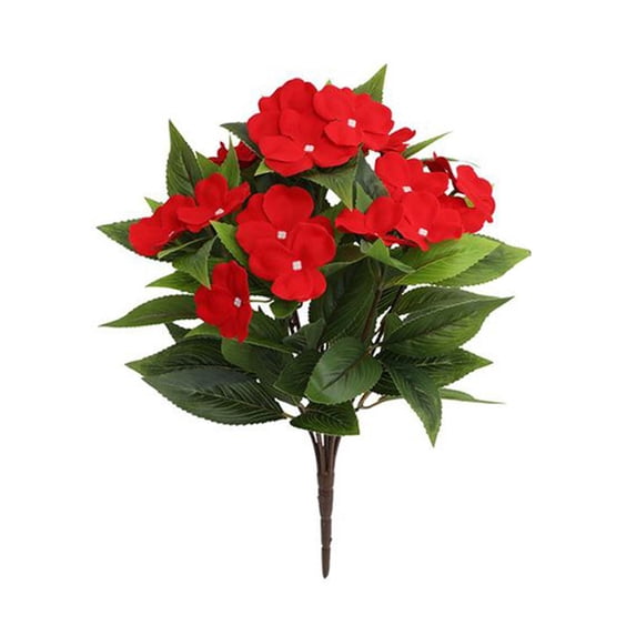 Artificial Impatiens Flowers, UV Resistant Silk Impatiens Bushes Greenery for Outdoors Patio Lawn Garden Pot Hanging Basket Porch Balcony Decoration