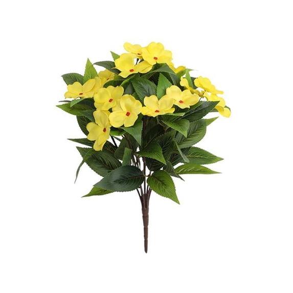 Artificial Impatiens Flowers, UV Resistant Silk Impatiens Bushes Greenery for Outdoors Patio Lawn Garden Pot Hanging Basket Porch Balcony Decoration