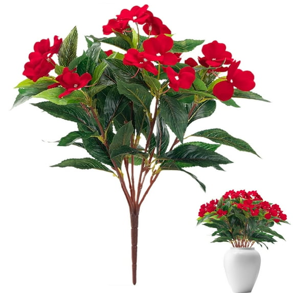 Artificial Impatiens Simulation Flower Red Red Abs (1 Artificial Flower)