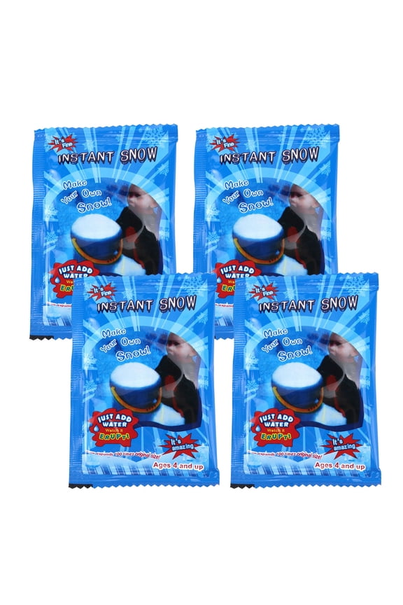 Artificial Instant Snow Powder for Holiday Decorations, 4-Pack Magic Expanding Fake Snow for Winter Village Displays, Non-Toxic Fluffy Snowflakes for Crafts