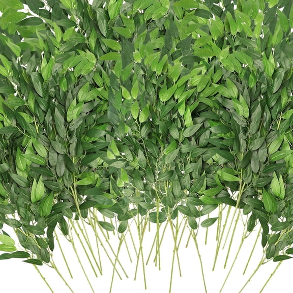 Artificial Italian Ruscus Greenery Stems 27.6 Inch with 112 Leaves per Stem 40 Pack