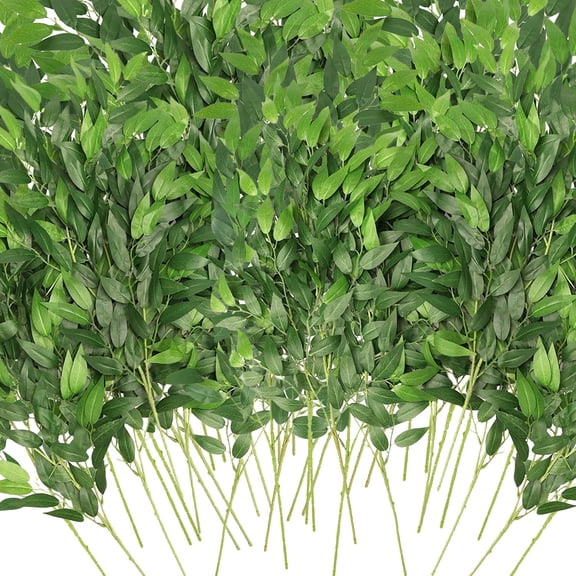 Artificial Italian Ruscus Greenery Stems Green-40 Pack Home Wedding Decor