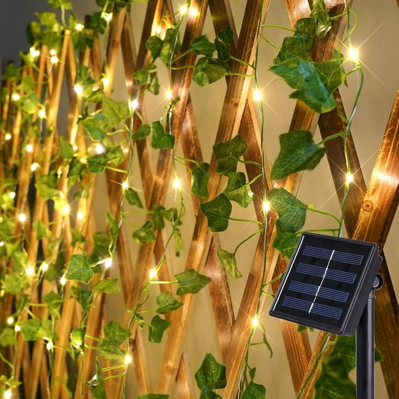 Artificial Ivy Leaf Plants Vine with 100/50/20 LED String Light,Green Vines Garland, Hanging for Home Kitchen Office Wedding Wall Décor