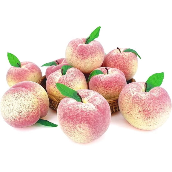 Artificial Juicy Peaches Simulation Fake Fruits Peaches with Leaf Photo Props Home Decoration X 5Pcs