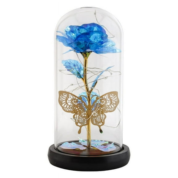 Artificial LED Rose Flower Lamp with Hollow Log Glass Cover, Romantic Valentine’s Day, Wedding, Anniversary, Christmas Gift, Lifelike Silk Flower Decoration for Home and Bedroom