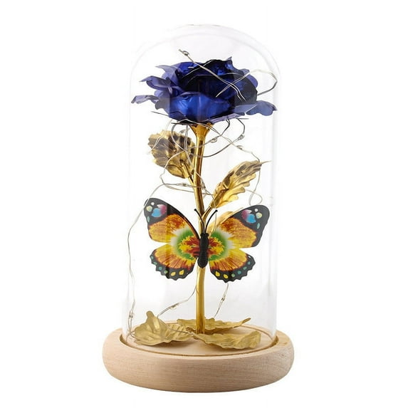 Artificial LED Rose Flower Lamp with Hollow Log Glass Cover, Romantic Valentine’s Day, Wedding, Anniversary, Christmas Gift, Lifelike Silk Flower Decoration for Home and Bedroom