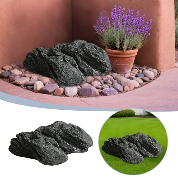 Artificial Landscape Rock Cover Decorative Fiberglass Boulder Enclosure Realistic Texture Lightweight Well Cover for Garden Yard Landscaping Sand Stone