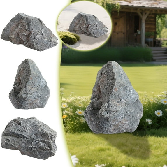 Artificial Landscape Rock Cover - Lightweight Fake Rock Well Pump Cover for Outside,Lightweight Landscape Rock-Resin, Sandstone,A