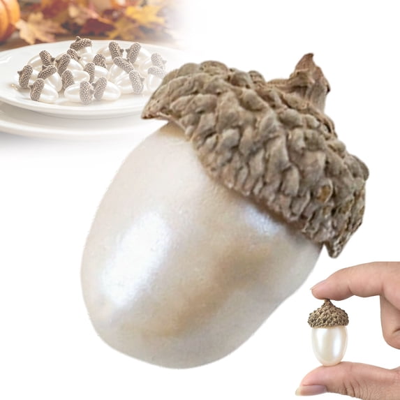 Artificial Large Acorn Ornaments, Faux Decorative Acorn with Natural Caps, Fake Acorn Decor, Fall Harvest Table Decoration, Thanksgiving Wreath Embellishment, Rustic Seasonal Home Craft Supply