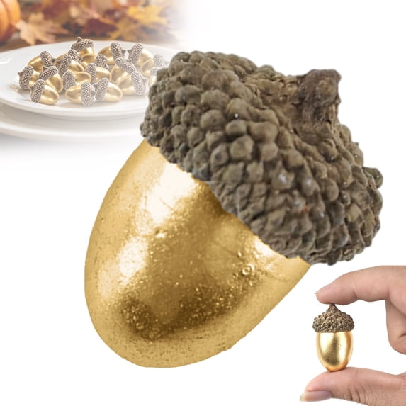 Artificial Large Acorn Ornaments, Faux Decorative Acorn with Natural Caps, Fake Acorn Decor, Fall Harvest Table Decoration, Thanksgiving Wreath Embellishment, Rustic Seasonal Home Craft Supply