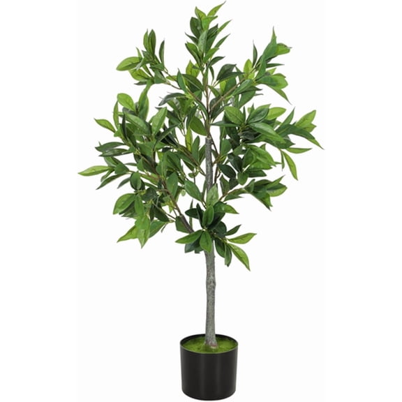 Artificial Laurel Tree, 37.4" Zero Maintenance Fake Plant with Weighted Base for Indoor Home Office Entryway