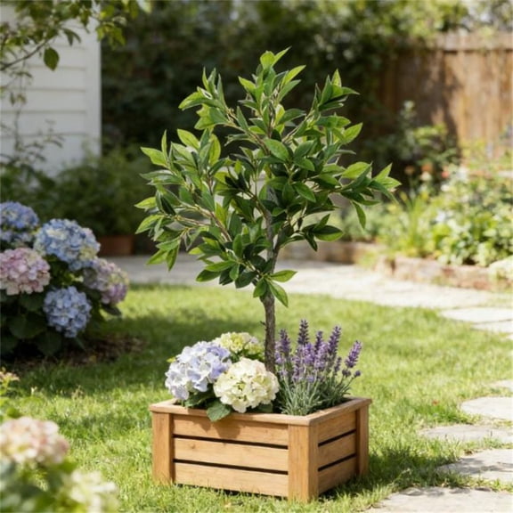 Artificial Laurel Tree with 345 PEVA Leaves Fake Potted Plant with Weighted Pot Faux Green Tree for Home Office Living Room