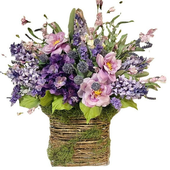Artificial Lavender Basket Wreath Front Door Flower Wreaths Mother'S Day Gift
