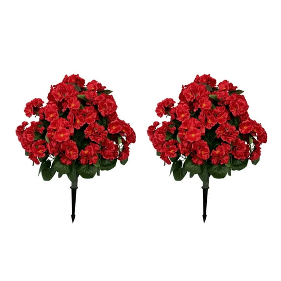 Artificial Lavender Begonia Ball Trees 2 Set of 23'' UV Resistant Fake Evergreen Shrubs Bushes Plants with Ground Spike Fake Plants for Outdoor Indoor Front Porch Garden