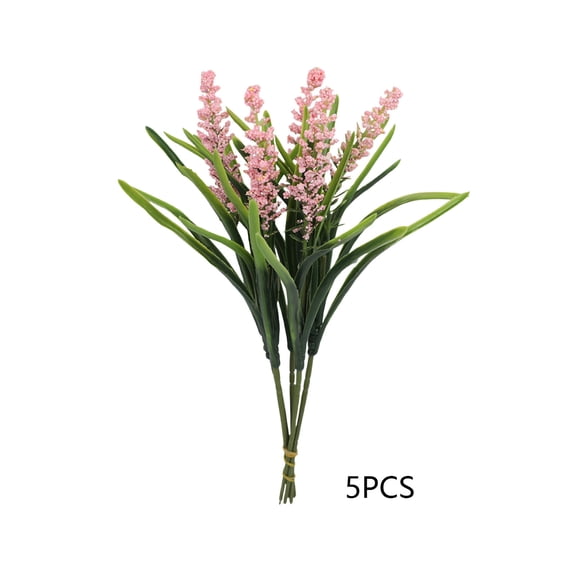 Artificial Lavender Bouquet Set of 5, Realistic Faux Lavender Stems for Home Decor, Scandinavian Style Arrangement for Table, Wall, and Wedding Centerpiece