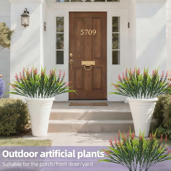 Artificial Lavender, Faux Flowers Lavender Bulk, Plastic Plants for Wedding Backdrop Pot Window Box Office Garden Centerpieces, Home Decor, Indoor Outdoor