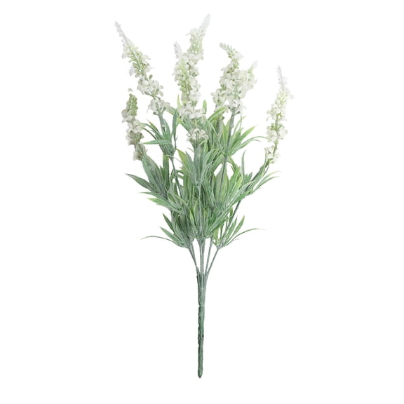 Artificial Lavender, Flocked Plastic Flowers Plants, for Home Wedding Kitchen Garden Patio Window Box Office Table Centerpieces, White