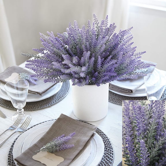 Artificial Lavender Flowers 4 Large Pieces to Make a Bountiful Flower Arrangement Nearly Natural Fake Plant to Brighten up Your Home Party and Wedding Decor (4 Pieces)