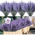thumbnail image 1 of Artificial Lavender Flowers 8pcs Fake Plants with Faux Plastic Wedding Bouquet for Home Party Wedding Balcony Garden Patio Outdoor Decoration (Purple,16pcs), 1 of 7