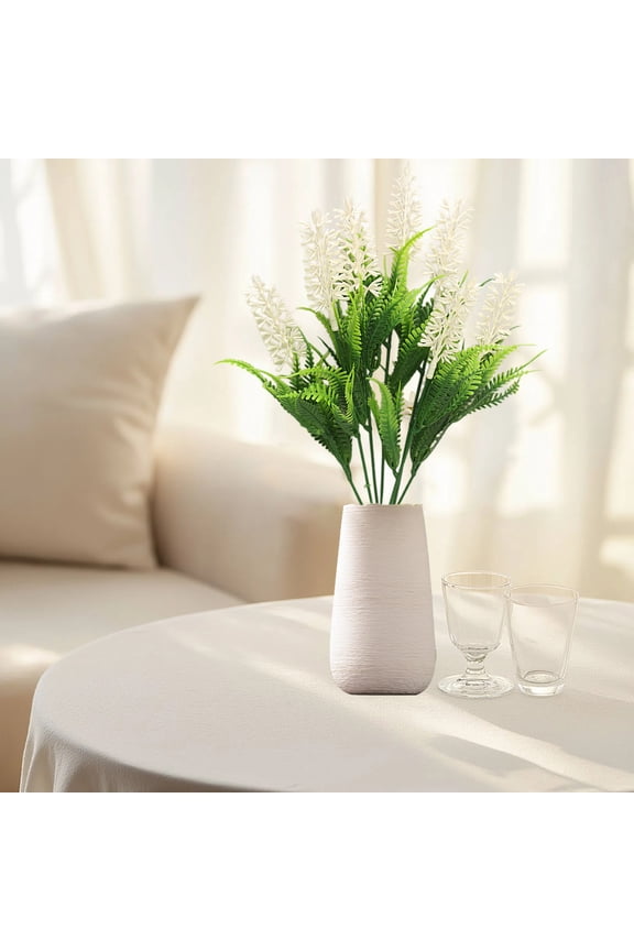 Artificial Lavender Flowers,Plastic Garden Plants,Uv Resistant,Weatherproof for Outdoor Home,Wedding Decor,Long Lasting,Durable,Synthetic Flowers,Garden Accents|Plastic,White,MIANHT