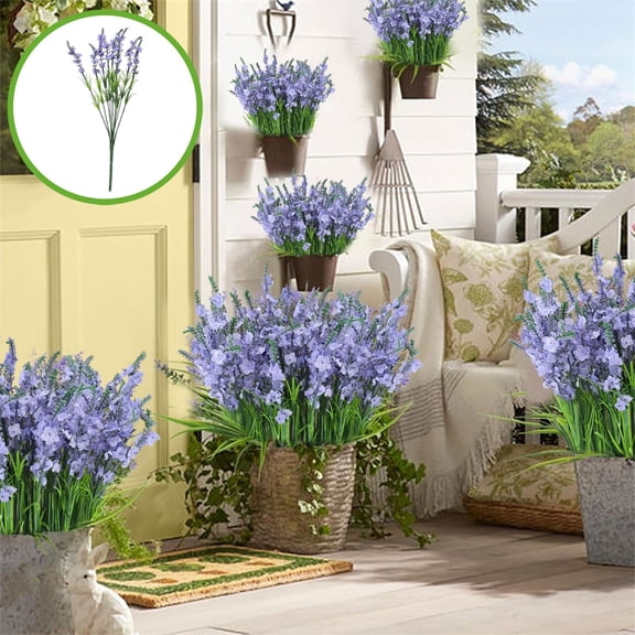 Artificial Lavender Plant,Fake Lavender Bouquet,9 Head Simulation Floral,Realistic No Watering Waterproof,Home Decor Living Room Decor Dining Table Decor Wedding Decor Outdoor Decor Greenery Decor