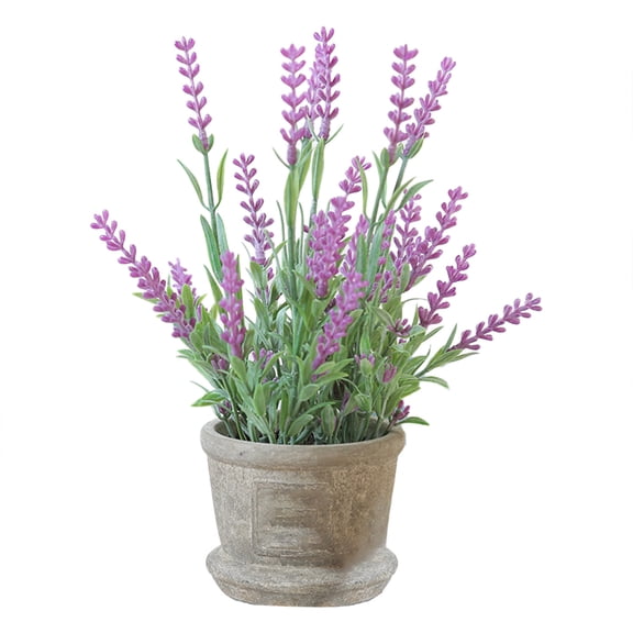 Artificial Lavender Plant in Pots, 8.66inch Artificial Lavender Arrangements in Pots, Artificial Lavender Bonsai in Pot, Small Decorative Lavender Plant Potted, Faux Potted Flowers for Home Office